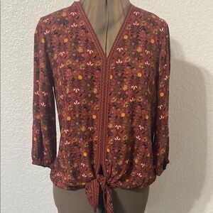 Floral V-Neck Tie-Front Top